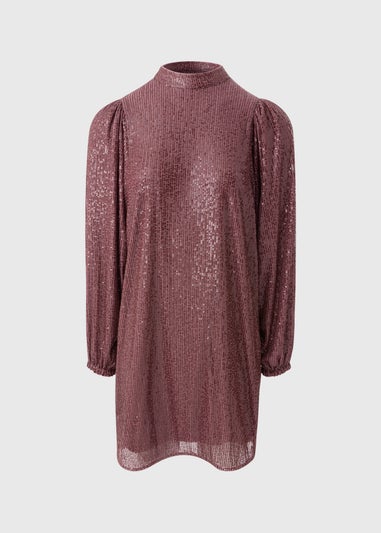 Et Vous Mauve Sequin Batwing Mini Dress