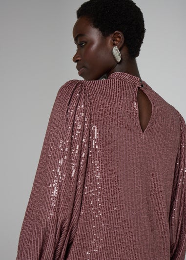 Et Vous Mauve Sequin Batwing Mini Dress
