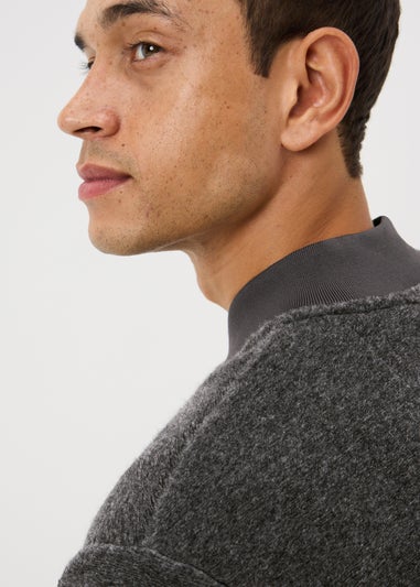 Grey Wool Bomber Jacket