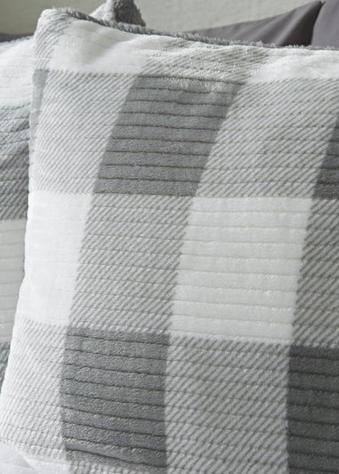 Grey Check Sherpa Duvet Set