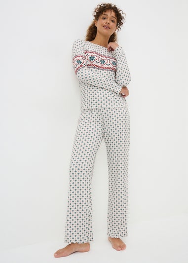 Cream Fairisle Pointelle Mini-Me Pyjama Set