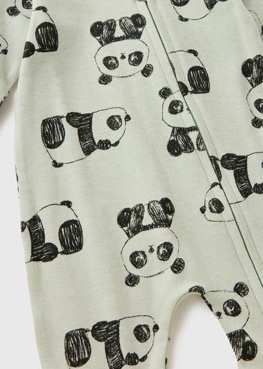 Baby Green Panda Zipped Sleepsuit (Newborn-23mths)