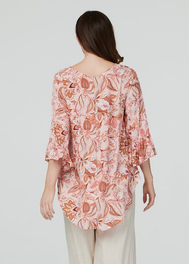 Izabel London Pink Paisley Print Oversized Blouse