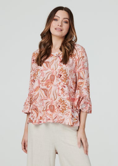 Izabel London Pink Paisley Print Oversized Blouse