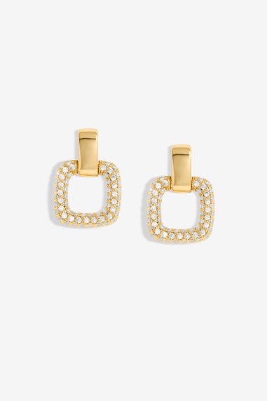 Jon Richard Gold Plated Micro Pave Door Knocker Earrings