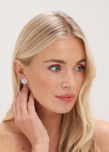 Jon Richard Silver Plated Cubic Zirconia Baguette Stud Clip Earrings