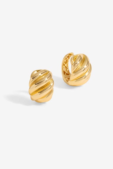Jon Richard Gold Plated Large Ridge Hoop Earrings