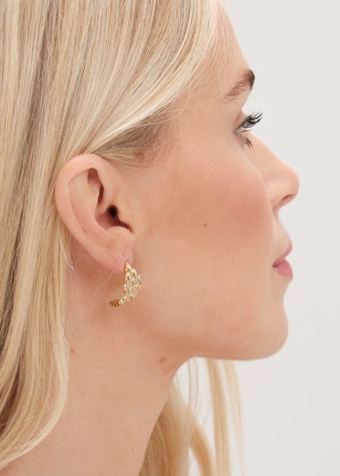 Jon Richard Gold Plated Cubic Zirconia & Polished Chain Hoops