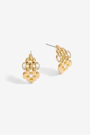Jon Richard Gold Plated Cubic Zirconia & Polished Chain Hoops