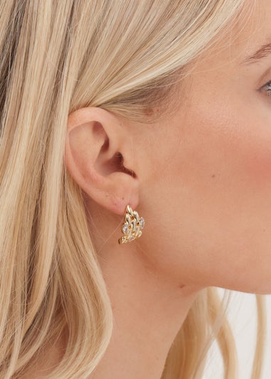 Jon Richard Gold Plated Cubic Zirconia & Polished Chain Hoops
