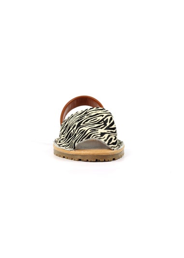 Lunar Black/White Zebra Print Azura Leather Sandal