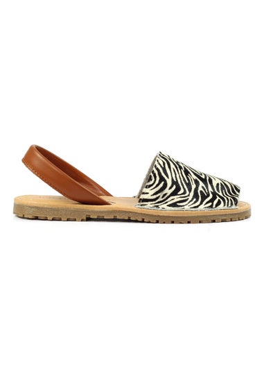 Lunar Black/White Zebra Print Azura Leather Sandal