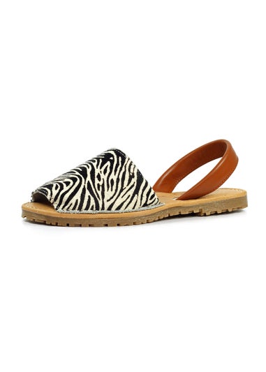 Lunar Black/White Zebra Print Azura Leather Sandal