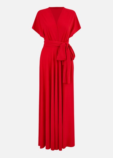 Yumi Red Jersey Stretch Multiway Midi Dress