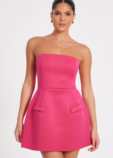 Quiz Magenta Bandeau A Line Mini Dress