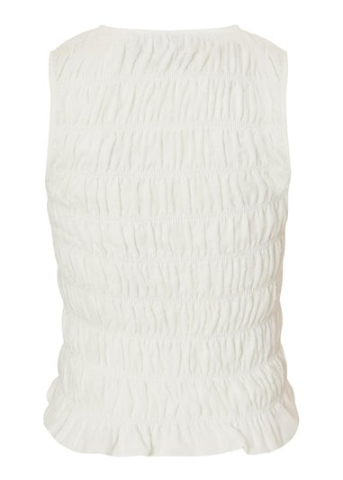 Quiz Cream Jacquard Gathered Top