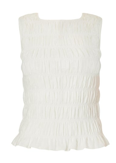 Quiz Cream Jacquard Gathered Top