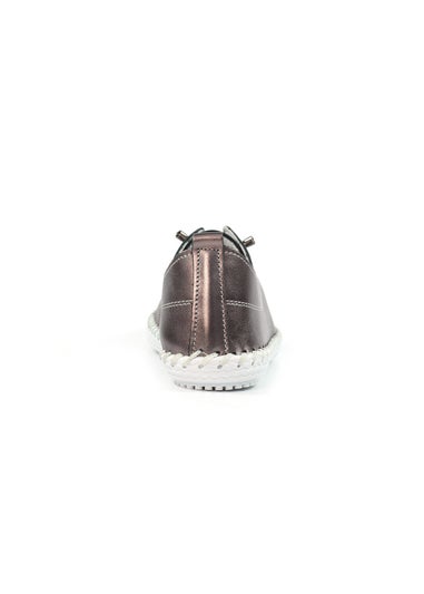 Lunar Pewter St Ives Leather Plimsoll