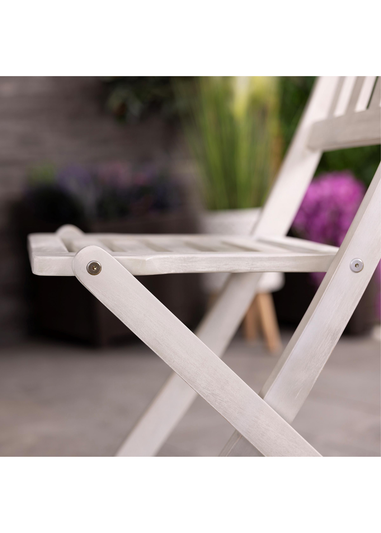 Charles Bentley FSC Acacia White Washed Wooden Outdoor Patio Dining Set 4 Seat