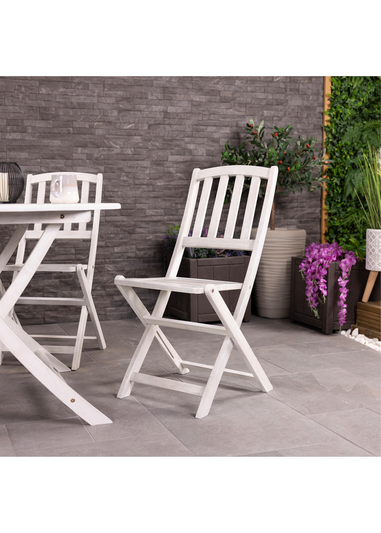 Charles Bentley FSC Acacia White Washed Wooden Outdoor Patio Dining Set 4 Seat