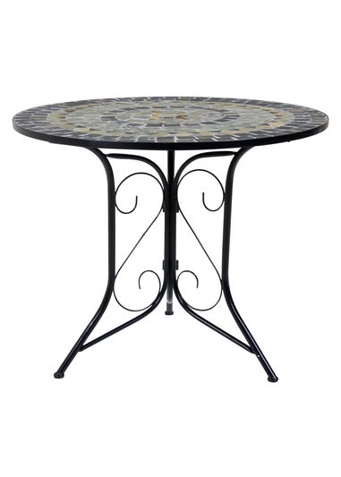 Charles Bentley Garden Blue Mosaic Dining Set With Folding Chairs Patio (5 Piece)
