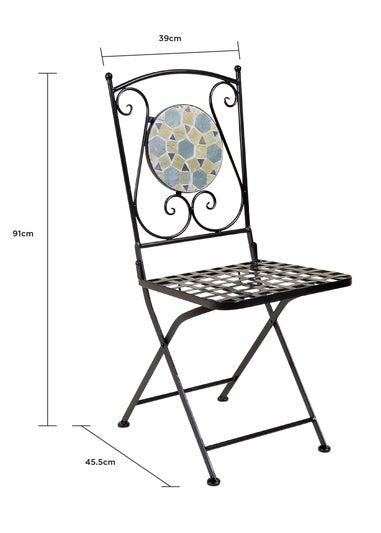 Charles Bentley Garden Blue Mosaic Dining Set With Folding Chairs Patio (5 Piece)