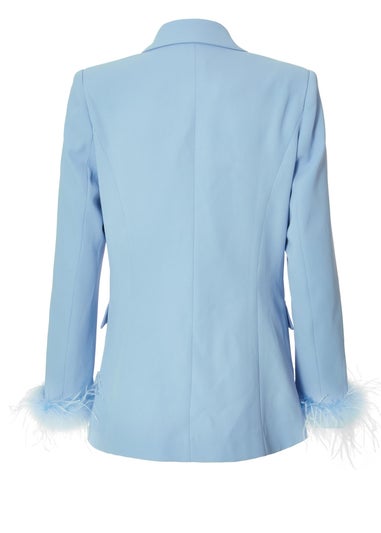 Quiz Blue Feather Trim Blazer
