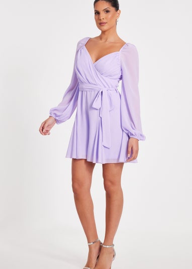Quiz Lilac Chiffon Long Sleeve Playsuit