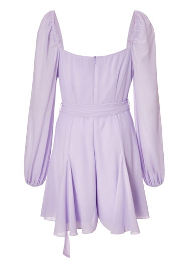 Quiz Lilac Chiffon Long Sleeve Playsuit