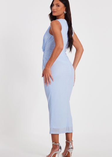 Quiz Blue Mesh Embellished Midaxi Dress