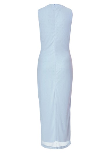 Quiz Blue Mesh Embellished Midaxi Dress