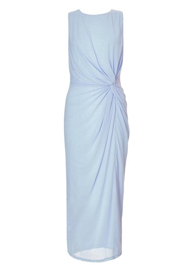 Quiz Blue Mesh Embellished Midaxi Dress