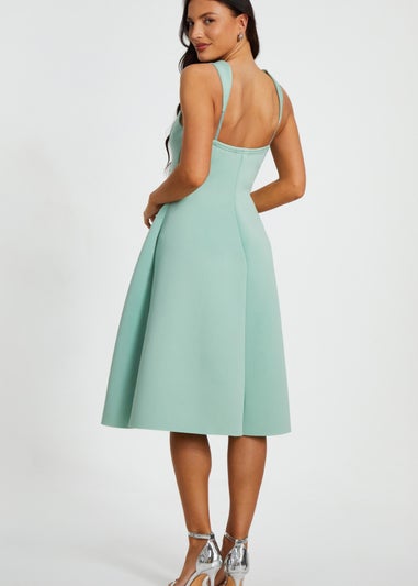 Quiz Sage Diamante Bow Midi Dress