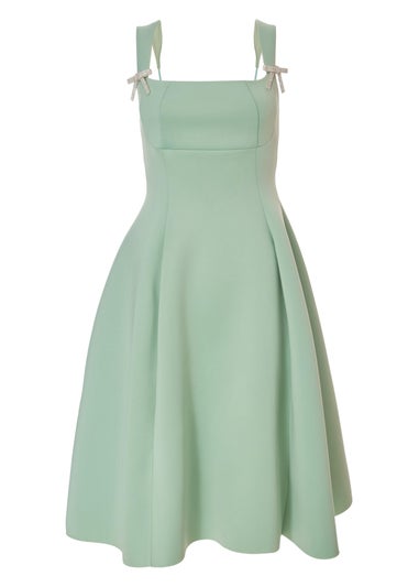 Quiz Sage Diamante Bow Midi Dress