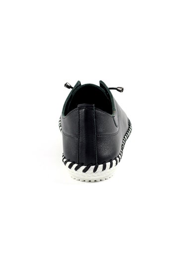 Lunar Black St Ives Leather Plimsoll