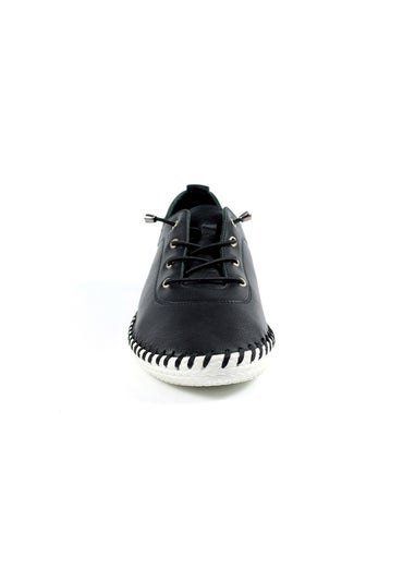 Lunar Black St Ives Leather Plimsoll