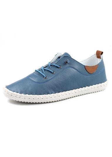 Lunar Mid Blue St Ives Leather Plimsoll
