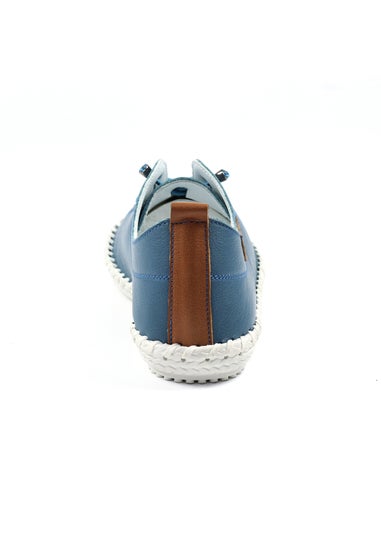 Lunar Mid Blue St Ives Leather Plimsoll
