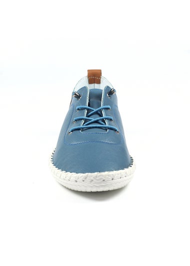 Lunar Mid Blue St Ives Leather Plimsoll