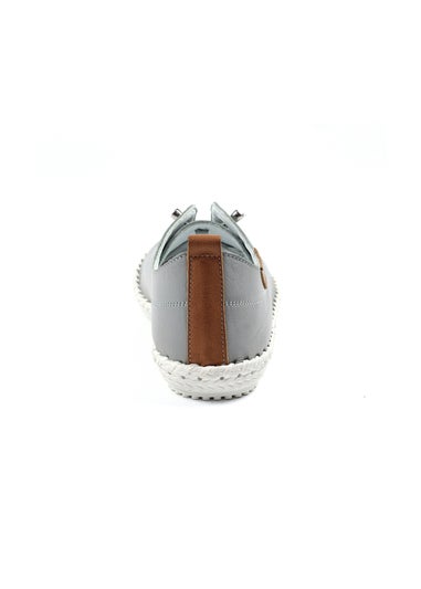 Lunar Grey St Ives Leather Plimsoll