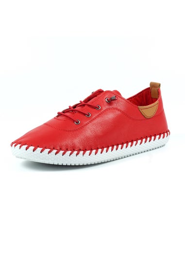 Lunar Red St Ives Leather Plimsoll