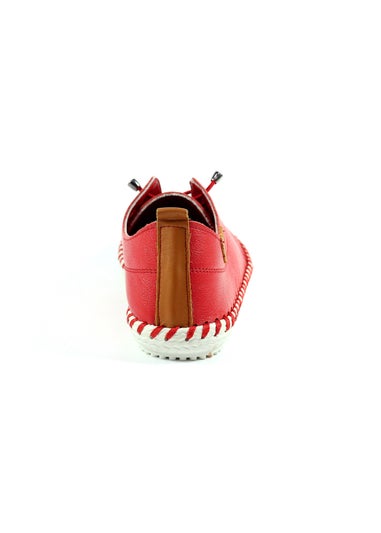 Lunar Red St Ives Leather Plimsoll