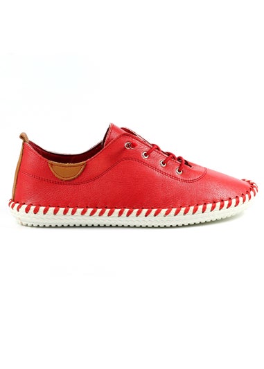 Lunar Red St Ives Leather Plimsoll