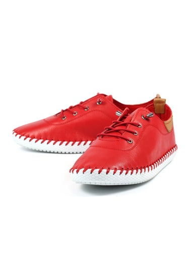Lunar Red St Ives Leather Plimsoll