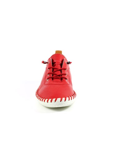 Lunar Red St Ives Leather Plimsoll