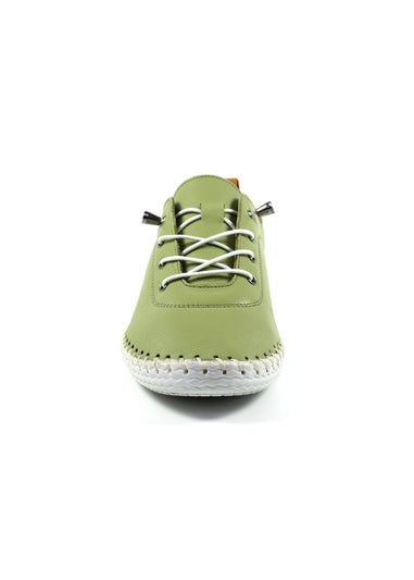 Lunar Khaki St Ives Leather Plimsoll
