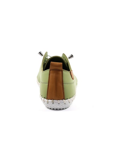 Lunar Khaki St Ives Leather Plimsoll