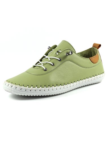 Lunar Khaki St Ives Leather Plimsoll