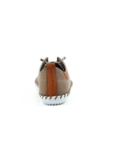 Lunar Taupe St Ives Leather Plimsoll