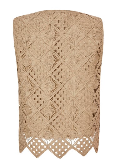 Quiz Khaki Crochet Waistcoat